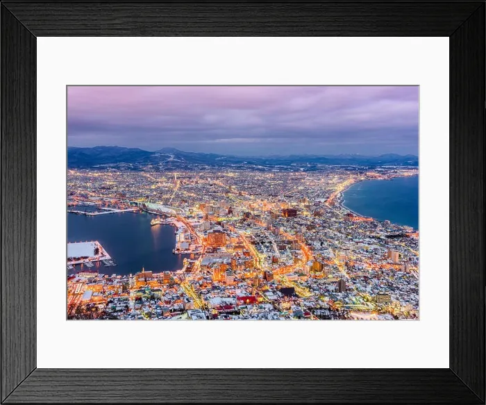 Framed Print : Hakodate, Hokkaido, Japan Skyline at twilight Framed Print : Hakodate, Hokkaido, Japan Skyline at twilight
