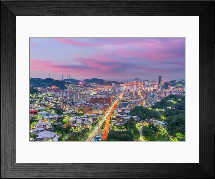 Framed Print : Keelung City, Taiwan skyline at twilight Framed Print : Keelung City, Taiwan skyline at twilight