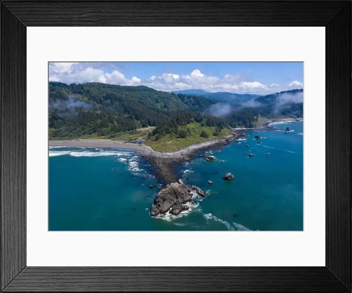 Framed Print : Seen from a bird's eye view, the cold, nutrient-rich waters of the Pacific Ocean wash against the scenic and rugged coastline of Northern California Framed Print : Seen from a bird's eye view, the cold, nutrient-rich waters of the Pacific Ocean wash against the scenic and rugged coastline of Northern California