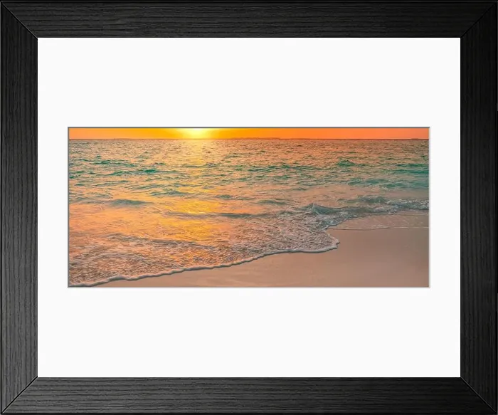 Framed Print : Closeup sea sand beach. Panoramic beach landscape. Inspire tropical seascape horizon. Colorful golden light sunset sky calmness tranquil relaxing sun Framed Print : Closeup sea sand beach. Panoramic beach landscape. Inspire tropical seascape horizon. Colorful golden light sunset sky calmness tranquil relaxing sun