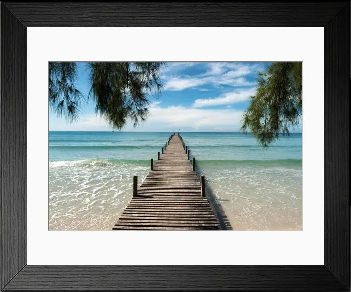 Framed Print : Wooden pier at resort in Phuket, Thailand. Summer, Travel, Vacation and Holiday concept Framed Print : Wooden pier at resort in Phuket, Thailand. Summer, Travel, Vacation and Holiday concept