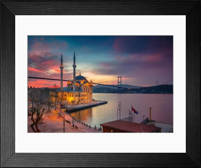 Framed Print : Istanbul. Image of Ortakoy Mosque with Bosphorus Bridge in Istanbul during beautiful sunrise Framed Print : Istanbul. Image of Ortakoy Mosque with Bosphorus Bridge in Istanbul during beautiful sunrise