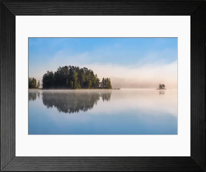 Framed Print : Peaceful and simple view from island at the lake in National Park, Finland Framed Print : Peaceful and simple view from island at the lake in National Park, Finland