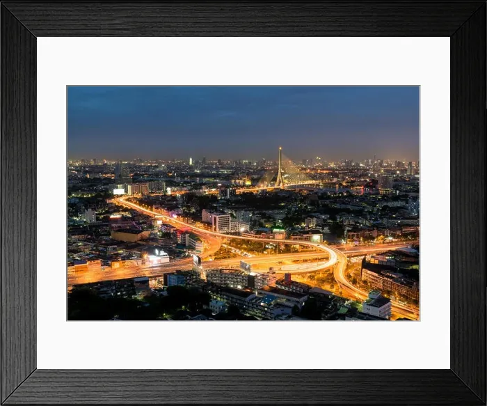 Framed Print : Highway and Suspension bridge in Bangkok, Thailand Framed Print : Highway and Suspension bridge in Bangkok, Thailand