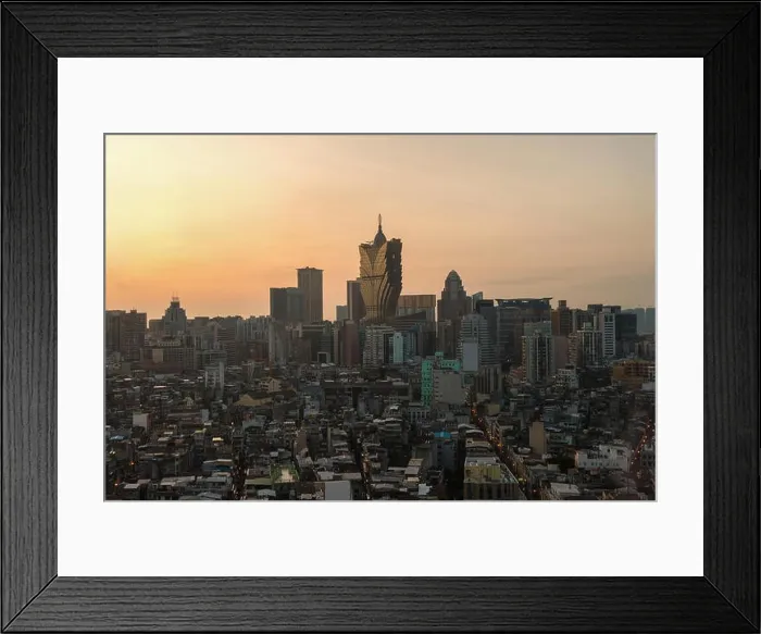 Framed Print : Image of Macau (Macao), China. Skyscraper hotel and casino building at downtown in Macau (Macao) Framed Print : Image of Macau (Macao), China. Skyscraper hotel and casino building at downtown in Macau (Macao)