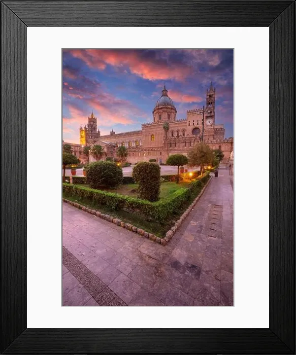 Framed Print : Palermo Cathedral, Sicily, Italy. Cityscape image of famous Palermo Cathedral in Palermo, Italy at beautiful sunset Framed Print : Palermo Cathedral, Sicily, Italy. Cityscape image of famous Palermo Cathedral in Palermo, Italy at beautiful sunset