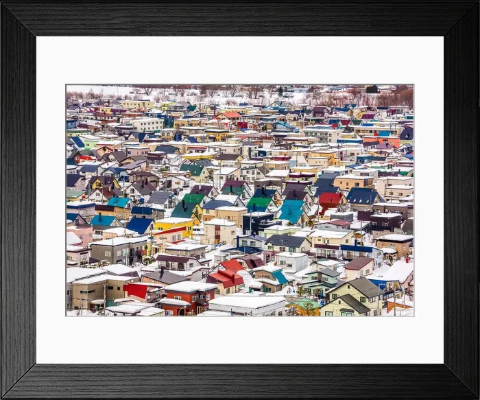 Framed Print : Asahikawa, Japan town skyline in winter Framed Print : Asahikawa, Japan town skyline in winter