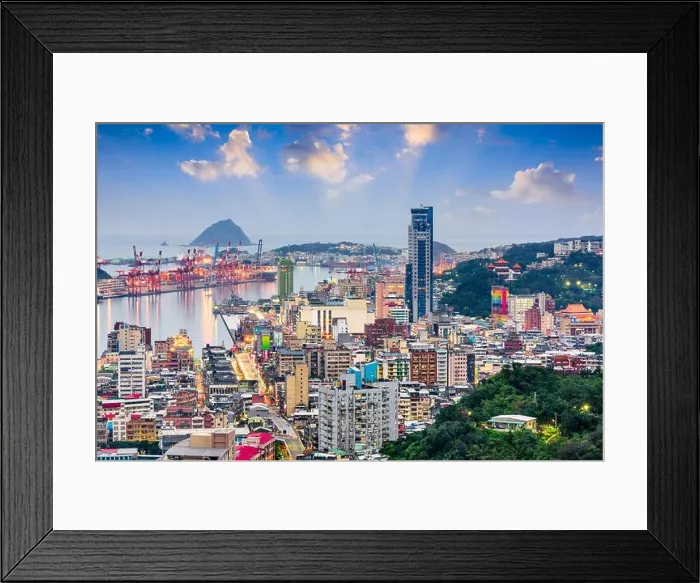 Framed Print : Keelung City, Taiwan skyline at twilight Framed Print : Keelung City, Taiwan skyline at twilight