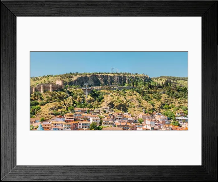 Framed Print : Cableway Over Historical Buildings In Tbilisi Old Town, Georgia. Beautiful Architecture In Historic District At Sunny Summer Day Framed Print : Cableway Over Historical Buildings In Tbilisi Old Town, Georgia. Beautiful Architecture In Historic District At Sunny Summer Day