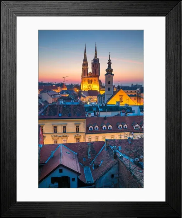 Framed Print : Zagreb. Cityscape image of Zagreb, Croatia during twilight blue hour Framed Print : Zagreb. Cityscape image of Zagreb, Croatia during twilight blue hour