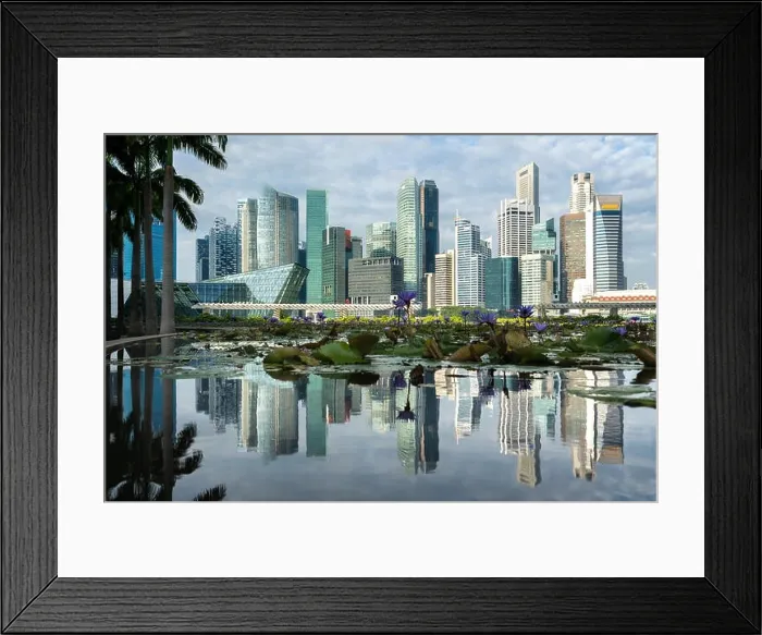 Framed Print : Singapore business district with skyscraper building and reflection at Marina Bay, Singapore Framed Print : Singapore business district with skyscraper building and reflection at Marina Bay, Singapore