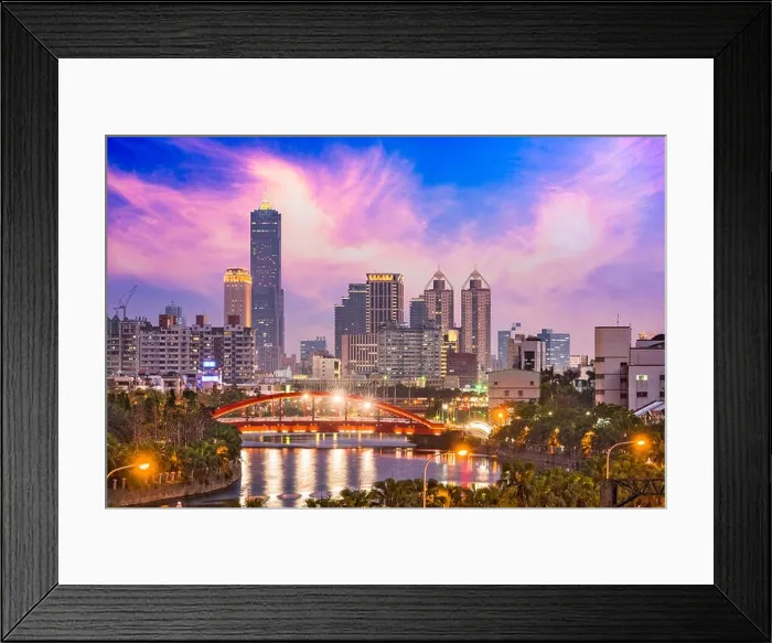 Framed Print : Kaohsiung, Taiwan Skyline at twilight Framed Print : Kaohsiung, Taiwan Skyline at twilight