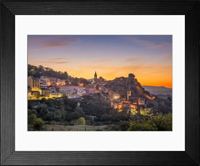 Framed Print : Novara di Sicilia, Italy village skyline on the island of Sicily at dusk Framed Print : Novara di Sicilia, Italy village skyline on the island of Sicily at dusk