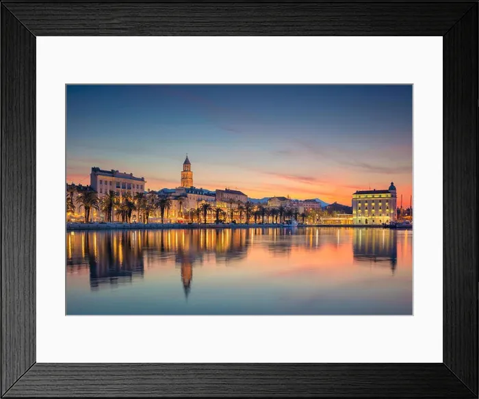 Framed Print : Split. Beautiful romantic old town of Split during beautiful sunrise. Croatia, Europe Framed Print : Split. Beautiful romantic old town of Split during beautiful sunrise. Croatia, Europe