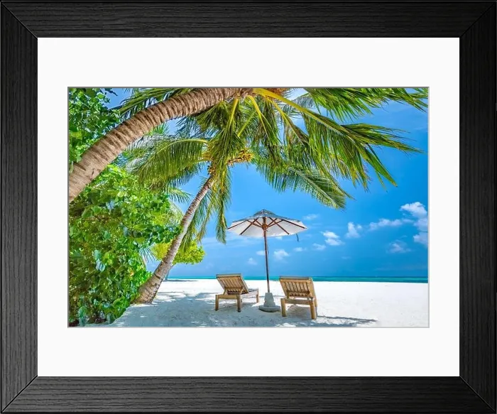 Framed Print : Tropical paradise beach with white sand and coco palms travel tourism wide panorama background. Luxury vacation and holiday banner, tropical beach Framed Print : Tropical paradise beach with white sand and coco palms travel tourism wide panorama background. Luxury vacation and holiday banner, tropical beach