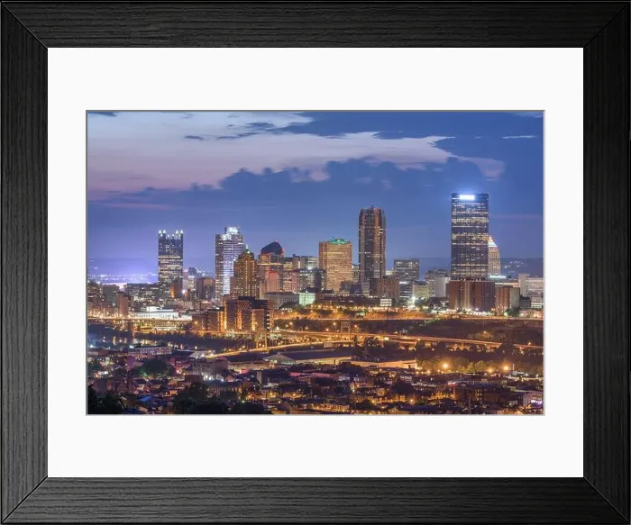Framed Print : Pittsburgh, Pennsylvania, USA skyline from the South Side at dusk Framed Print : Pittsburgh, Pennsylvania, USA skyline from the South Side at dusk