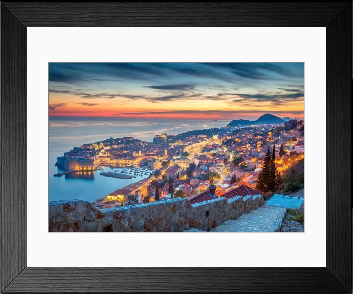 Framed Print : Dubrovnik, Croatia. Beautiful romantic old town of Dubrovnik during sunset Framed Print : Dubrovnik, Croatia. Beautiful romantic old town of Dubrovnik during sunset