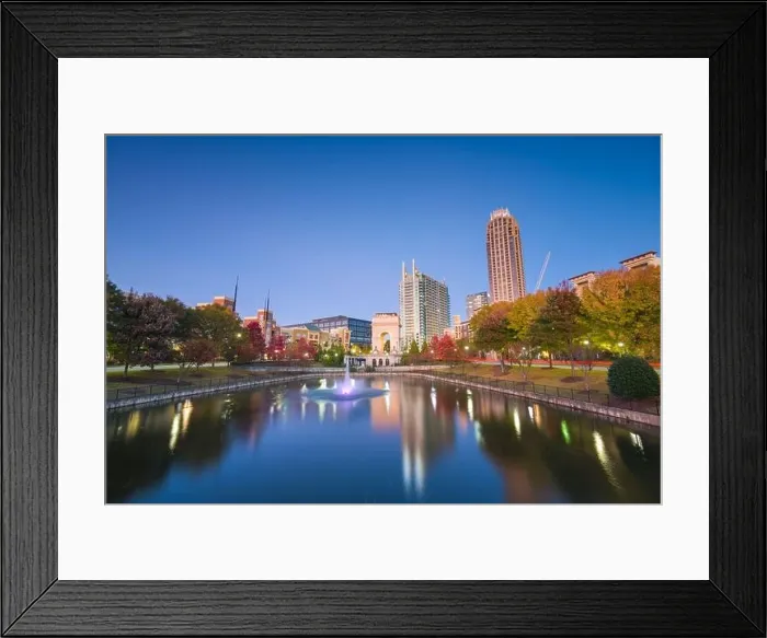 Framed Print : Atlanta, Georgia, USA city skyline from Atlantic Station at dusk with autumn foliage Framed Print : Atlanta, Georgia, USA city skyline from Atlantic Station at dusk with autumn foliage
