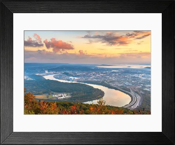 Framed Print : Chattanooga, Tennessee, USA view from Lookout Mountain at dawn Framed Print : Chattanooga, Tennessee, USA view from Lookout Mountain at dawn