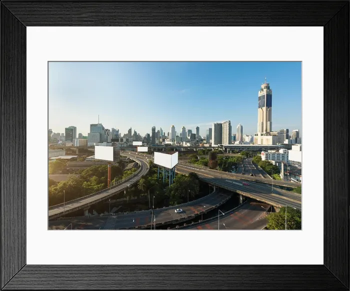 Framed Print : Panoramic Bangkok city building modern business district with expressway in downtown at morning in Bangkok, Thailand Framed Print : Panoramic Bangkok city building modern business district with expressway in downtown at morning in Bangkok, Thailand