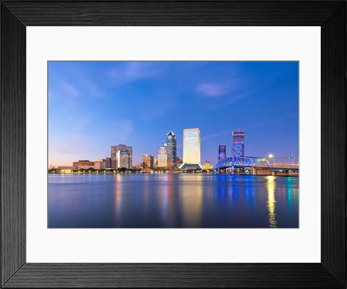 Framed Print : Jacksonville, Florida, USA skyline on the river at twilight Framed Print : Jacksonville, Florida, USA skyline on the river at twilight