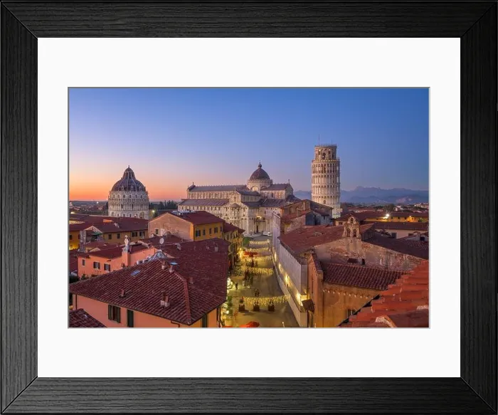 Framed Print : Pisa, Italy rooftop town view at dusk Framed Print : Pisa, Italy rooftop town view at dusk