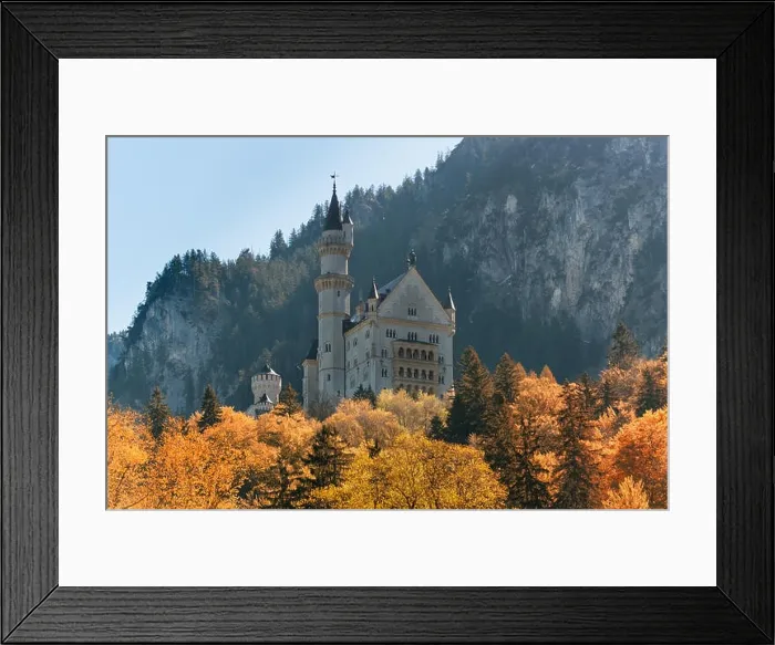 Framed Print : Beautiful view of the Neuschwanstein castle in autumn. Palace situated in Bavaria, Germany. Neuschwanstein is one of the most popular of all palaces a Framed Print : Beautiful view of the Neuschwanstein castle in autumn. Palace situated in Bavaria, Germany. Neuschwanstein is one of the most popular of all palaces a
