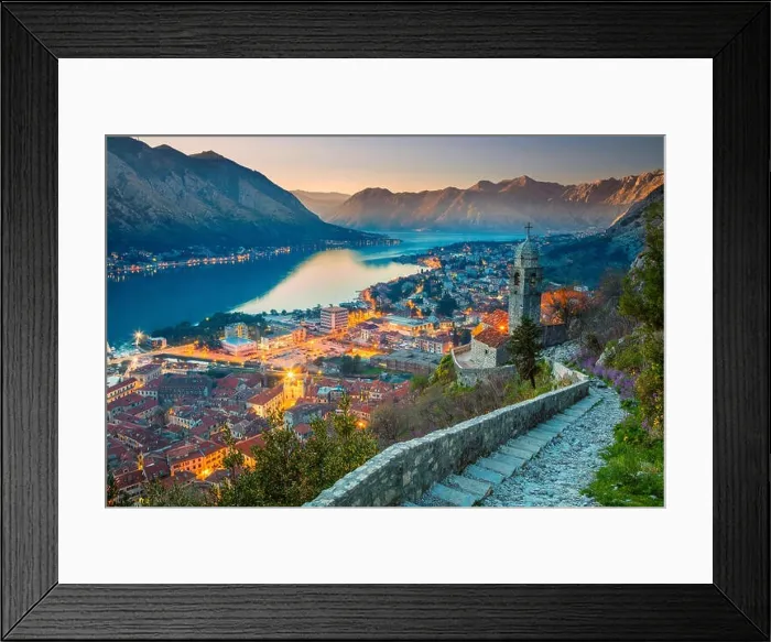 Framed Print : Kotor, Montenegro. Beautiful romantic old town of Kotor during sunset Framed Print : Kotor, Montenegro. Beautiful romantic old town of Kotor during sunset