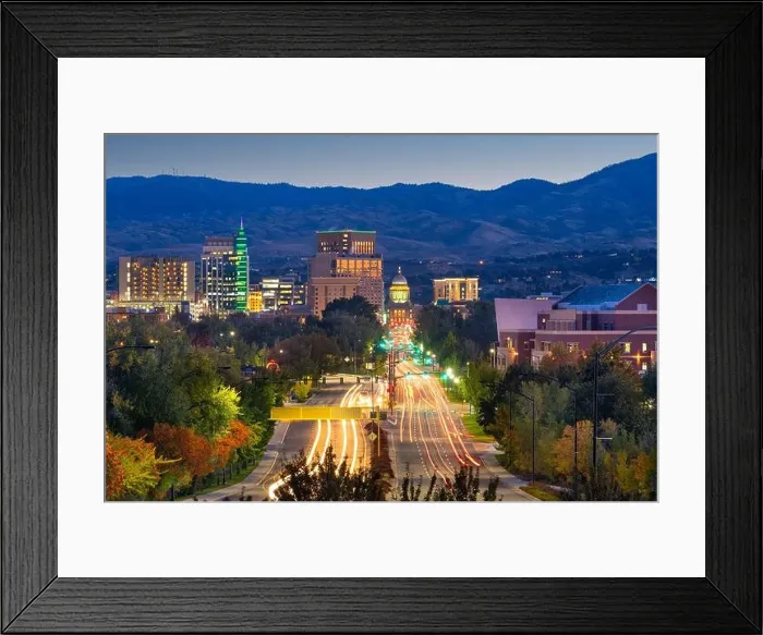 Framed Print : Boise, Idaho, USA downtown cityscape at twilight Framed Print : Boise, Idaho, USA downtown cityscape at twilight