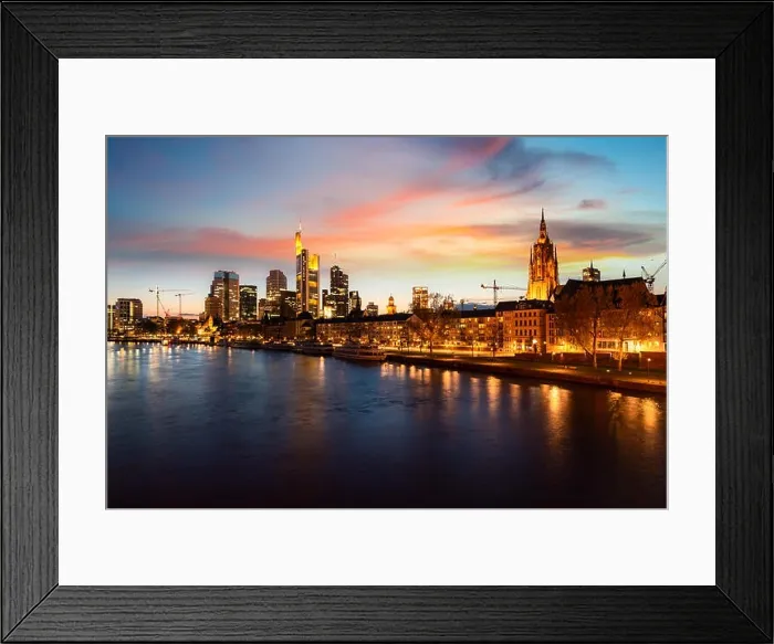 Framed Print : Frankfurt am main urban skyline with skyscrapers building at night in Frankfurt, Germany Framed Print : Frankfurt am main urban skyline with skyscrapers building at night in Frankfurt, Germany