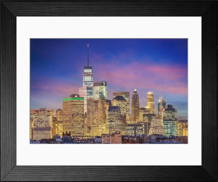 Framed Print : New York, New York cityscape in Lower Manhattan at twilight Framed Print : New York, New York cityscape in Lower Manhattan at twilight