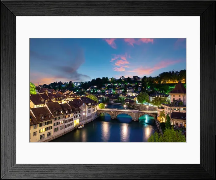 Framed Print : Bern. Image of Bern, capital city of Switzerland, during dramatic sunset Framed Print : Bern. Image of Bern, capital city of Switzerland, during dramatic sunset