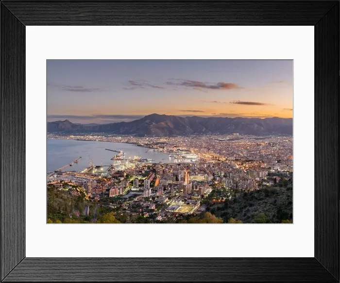 Framed Print : Palermo, Italy skyline over the port at dusk Framed Print : Palermo, Italy skyline over the port at dusk