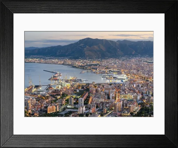 Framed Print : Palermo, Italy skyline over the port at dusk Framed Print : Palermo, Italy skyline over the port at dusk