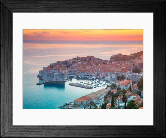 Framed Print : Dubrovnik, Croatia. Beautiful romantic old town of Dubrovnik during sunset Framed Print : Dubrovnik, Croatia. Beautiful romantic old town of Dubrovnik during sunset
