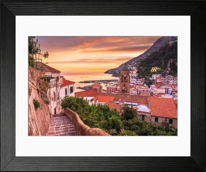 Framed Print : Amalfi, Italy on the Amalfi coast at dusk Framed Print : Amalfi, Italy on the Amalfi coast at dusk