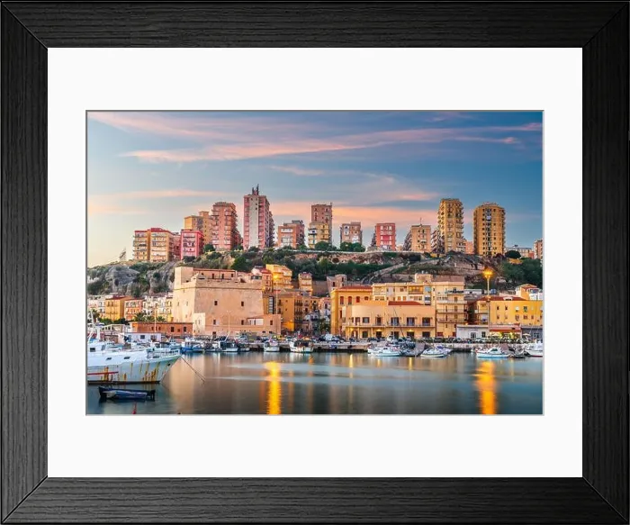 Framed Print : Porto Empedocle, Sicily, Italy on the water at dusk Framed Print : Porto Empedocle, Sicily, Italy on the water at dusk