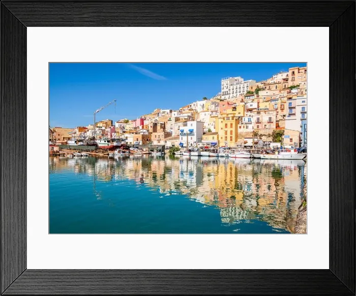 Framed Print : Sciacca, Sicily, Italy with water reflections at the port Framed Print : Sciacca, Sicily, Italy with water reflections at the port