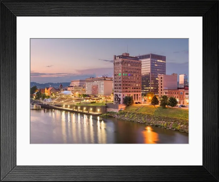 Framed Print : Charleston, West Virginia, USA skyline on the Kanawha River at dusk Framed Print : Charleston, West Virginia, USA skyline on the Kanawha River at dusk