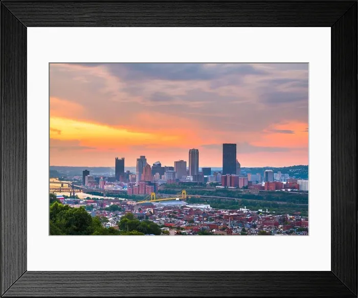 Framed Print : Pittsburgh, Pennsylvania, USA skyline from the South Side at dusk Framed Print : Pittsburgh, Pennsylvania, USA skyline from the South Side at dusk