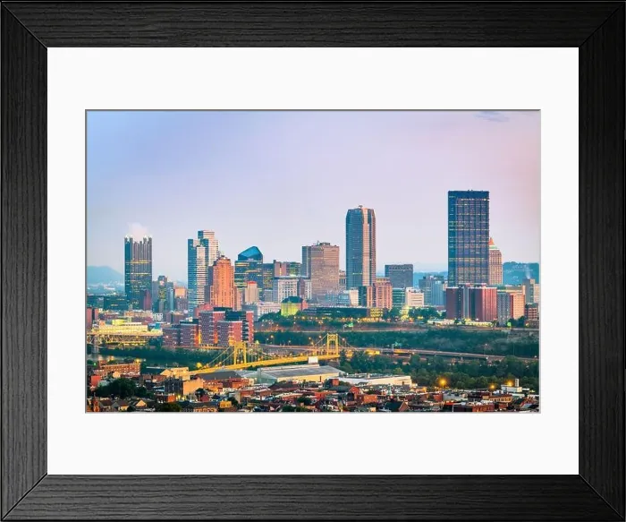 Framed Print : Pittsburgh, Pennsylvania, USA skyline from the South Side at dusk Framed Print : Pittsburgh, Pennsylvania, USA skyline from the South Side at dusk