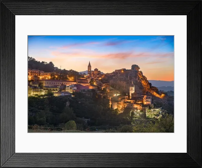 Framed Print : Novara di Sicilia, Italy village skyline on the island of Sicily at dusk Framed Print : Novara di Sicilia, Italy village skyline on the island of Sicily at dusk