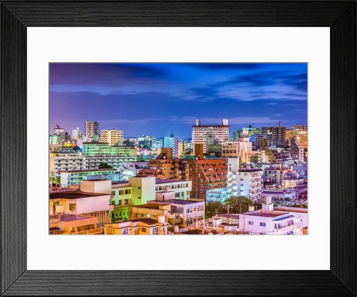Framed Print : Naha, Okinawa, Japan downtown skyline at night Framed Print : Naha, Okinawa, Japan downtown skyline at night