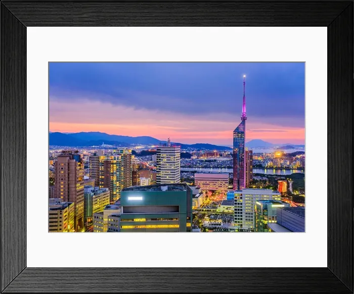 Framed Print : Fukuoka, Japan downtown city skyline Framed Print : Fukuoka, Japan downtown city skyline