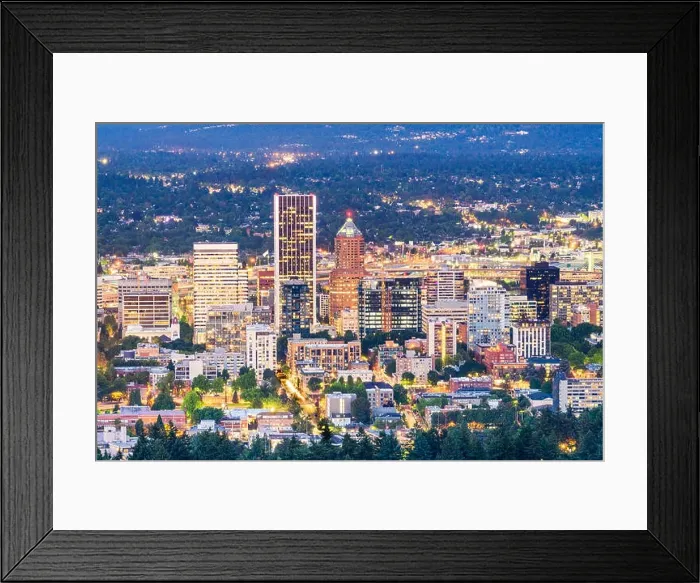 Framed Print : Portland, Oregon, USA downtown cityscape at twilight Framed Print : Portland, Oregon, USA downtown cityscape at twilight