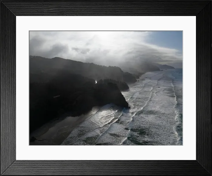 Framed Print : The cold Pacific Ocean washes against the rugged coastline of northern Oregon. This Pacific Northwest is known for its spectacular outdoor scenery Framed Print : The cold Pacific Ocean washes against the rugged coastline of northern Oregon. This Pacific Northwest is known for its spectacular outdoor scenery