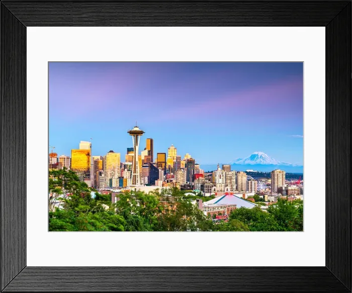 Framed Print : Seattle, Washington, USA downtown city skyline at dusk Framed Print : Seattle, Washington, USA downtown city skyline at dusk