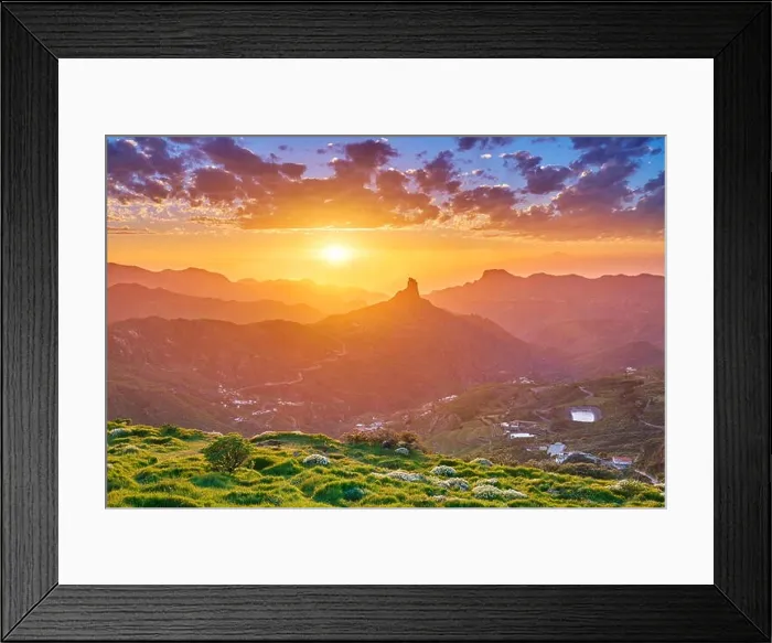 Framed Print : Sunset mountain landscape at Roque Bentayga, Gran Canaria, Canary Islands, Spain Framed Print : Sunset mountain landscape at Roque Bentayga, Gran Canaria, Canary Islands, Spain