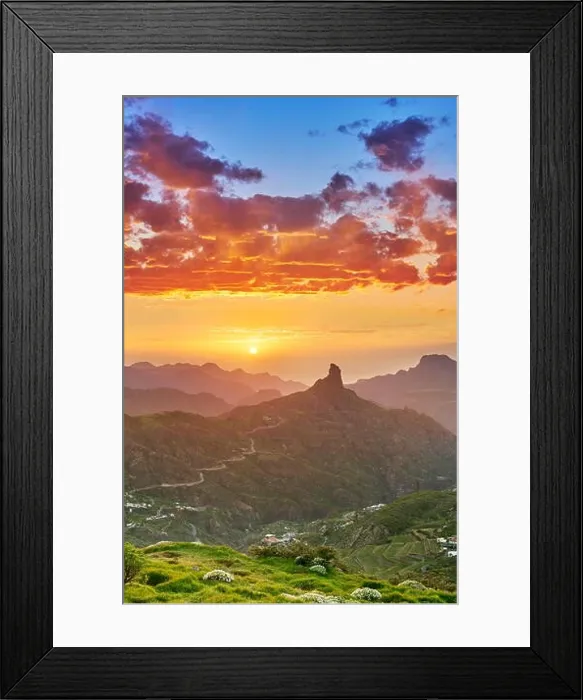 Framed Print : Sunset landscape at Roque Bentayga, Gran Canaria, Canary Islands, Spain Framed Print : Sunset landscape at Roque Bentayga, Gran Canaria, Canary Islands, Spain