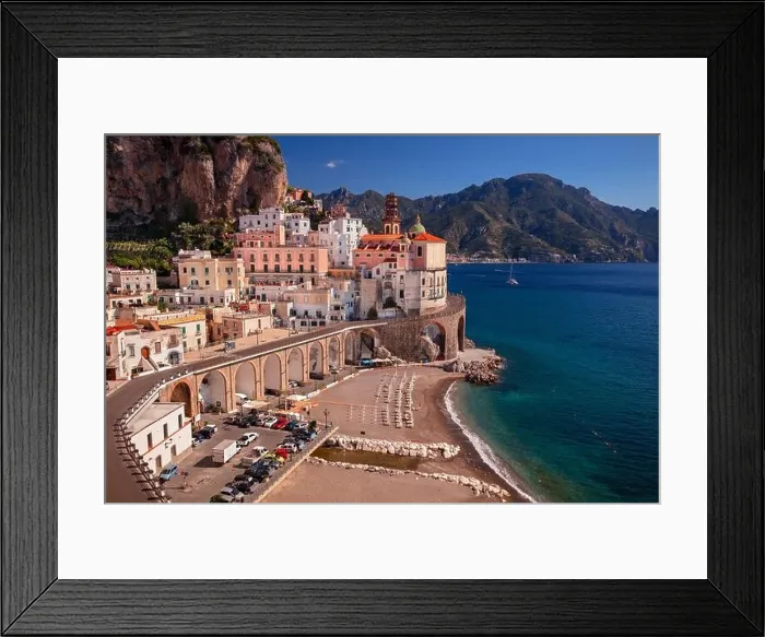 Framed Print : Atrani, Amalfi Coast, Italy. Cityscape image of iconic city Atrani located on Amalfi Coast, Italy at sunny summer day